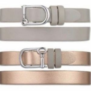 KEEP Collective REVERSIBLE Double Leather Bracelet. Gray & Rose Gold